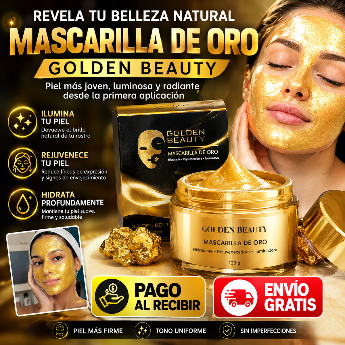 Mascarilla Exfoliante de Oro GoldenBeauty
