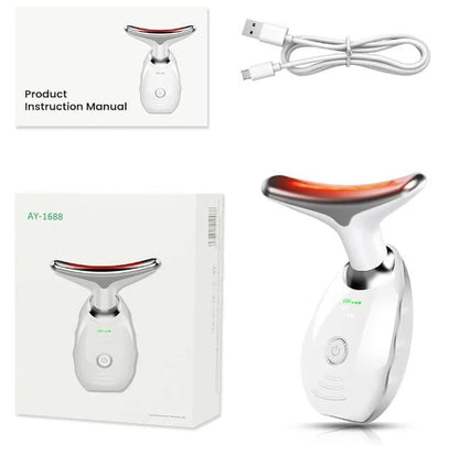 Masajeador Facial y de Cuello con Luz LED - Dispositivo de Belleza para el Cuidado Diario de la Piel