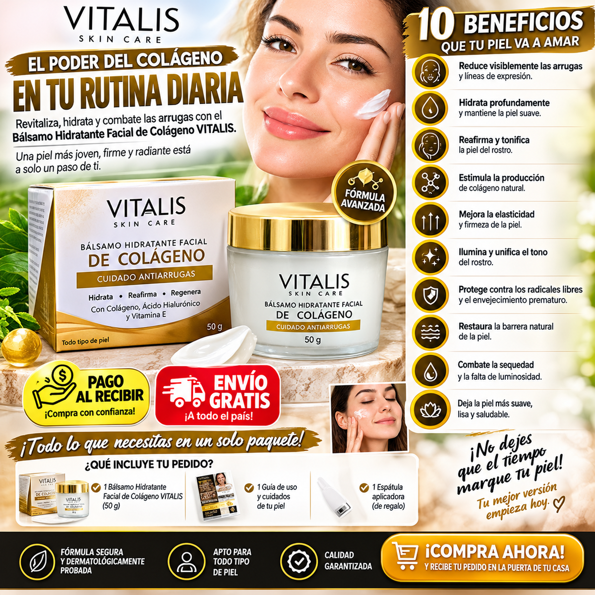 Bálsamo Hidratante Facial de Colágeno VITALIS – Cuidado Antiarrugas