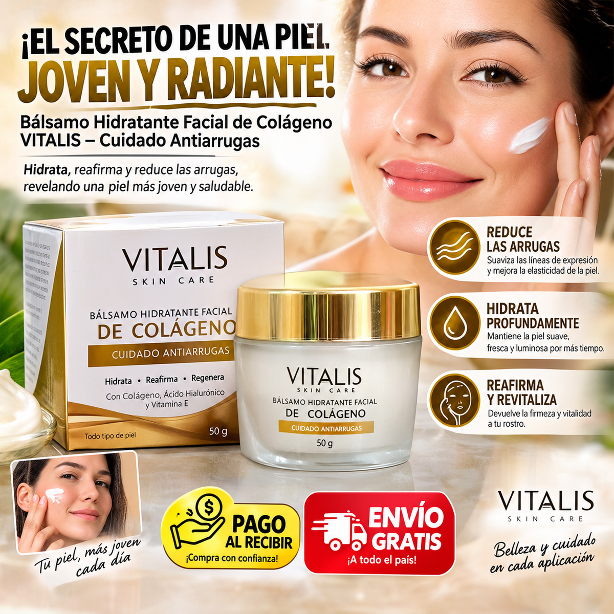 Bálsamo Hidratante Facial de Colágeno VITALIS – Cuidado Antiarrugas