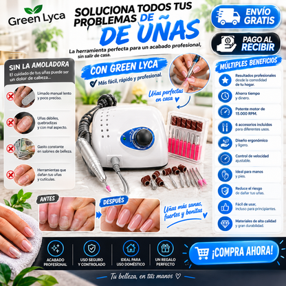 Amoladora de Uñas Green Lyca 15.000 RPM