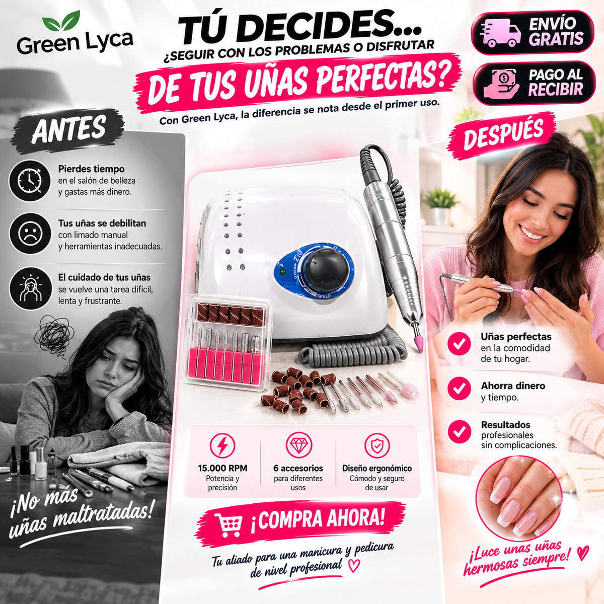 Amoladora de Uñas Green Lyca 15.000 RPM
