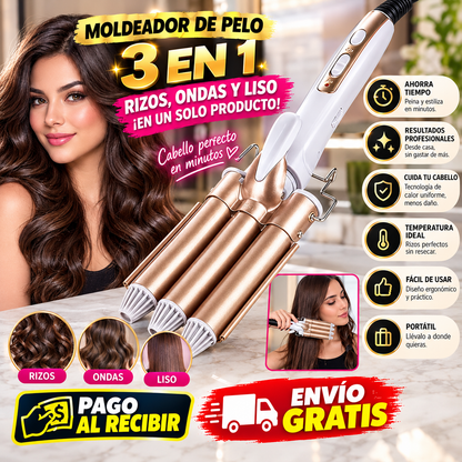 Rizador de Pelo 3 en 1 – Crea Rizos Perfectos en Minutos