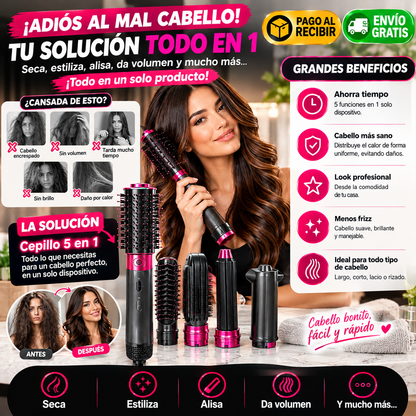 Cepillo 5 en 1 – Peinado Profesional en Casa