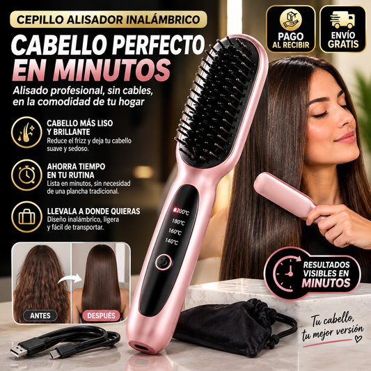 Cepillo Alisador Inalámbrico – Cabello Perfecto en Minutos