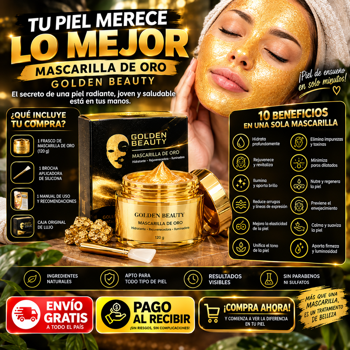 Mascarilla Exfoliante de Oro GoldenBeauty