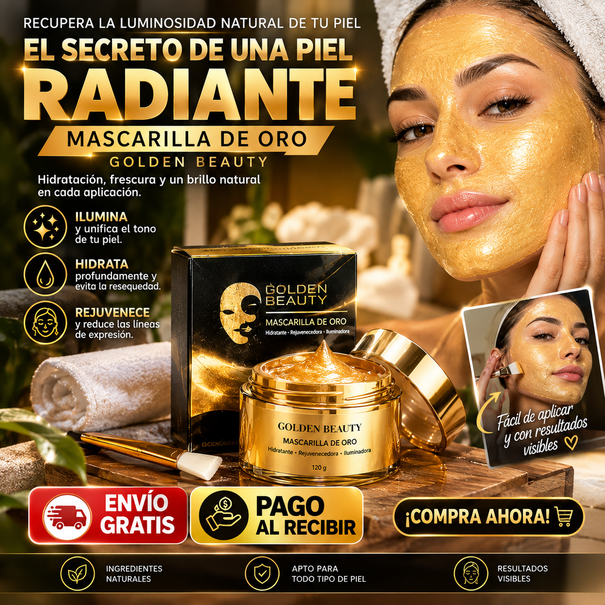 Mascarilla Exfoliante de Oro GoldenBeauty