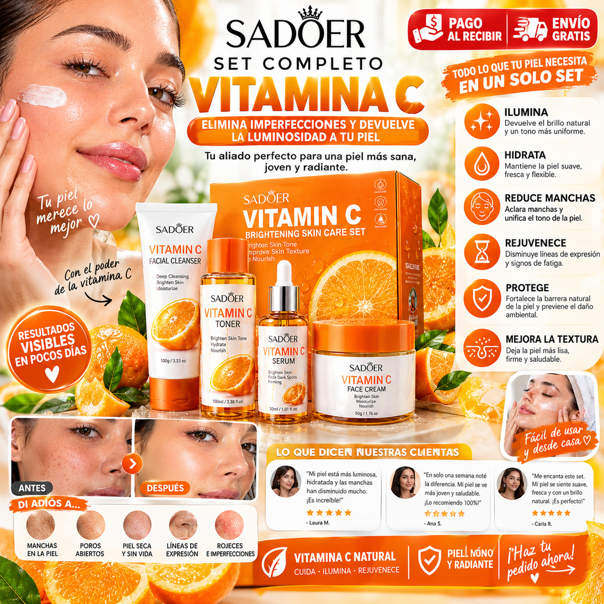 ADOER Vitamina C: ¡El Secreto para una Piel Más Luminosa, Suave y Radiante