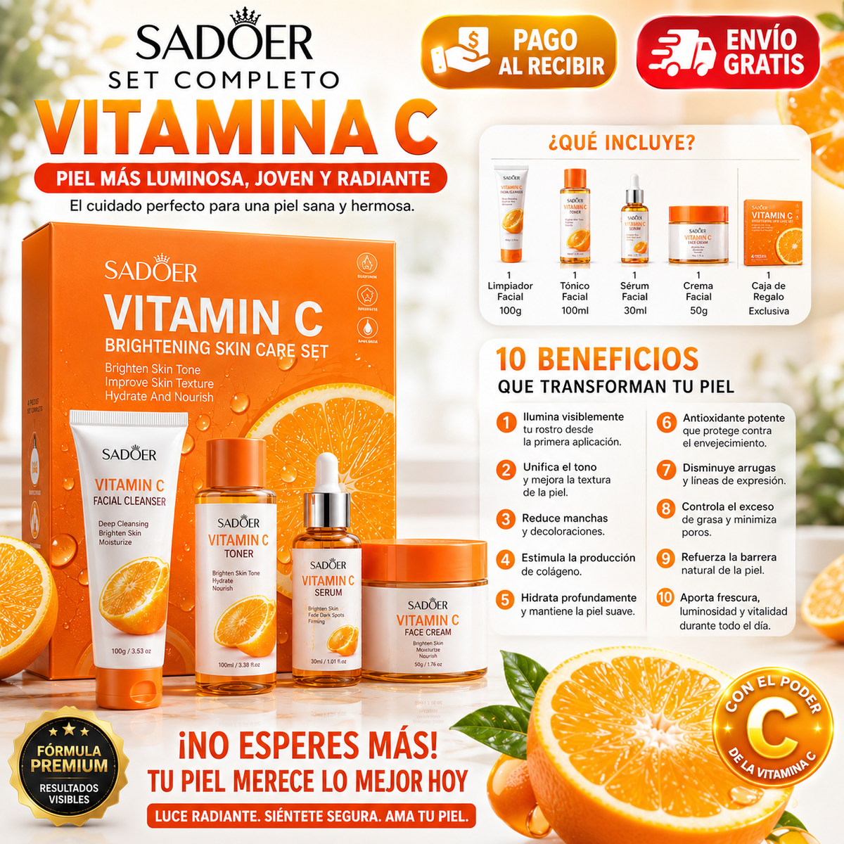 ADOER Vitamina C: ¡El Secreto para una Piel Más Luminosa, Suave y Radiante