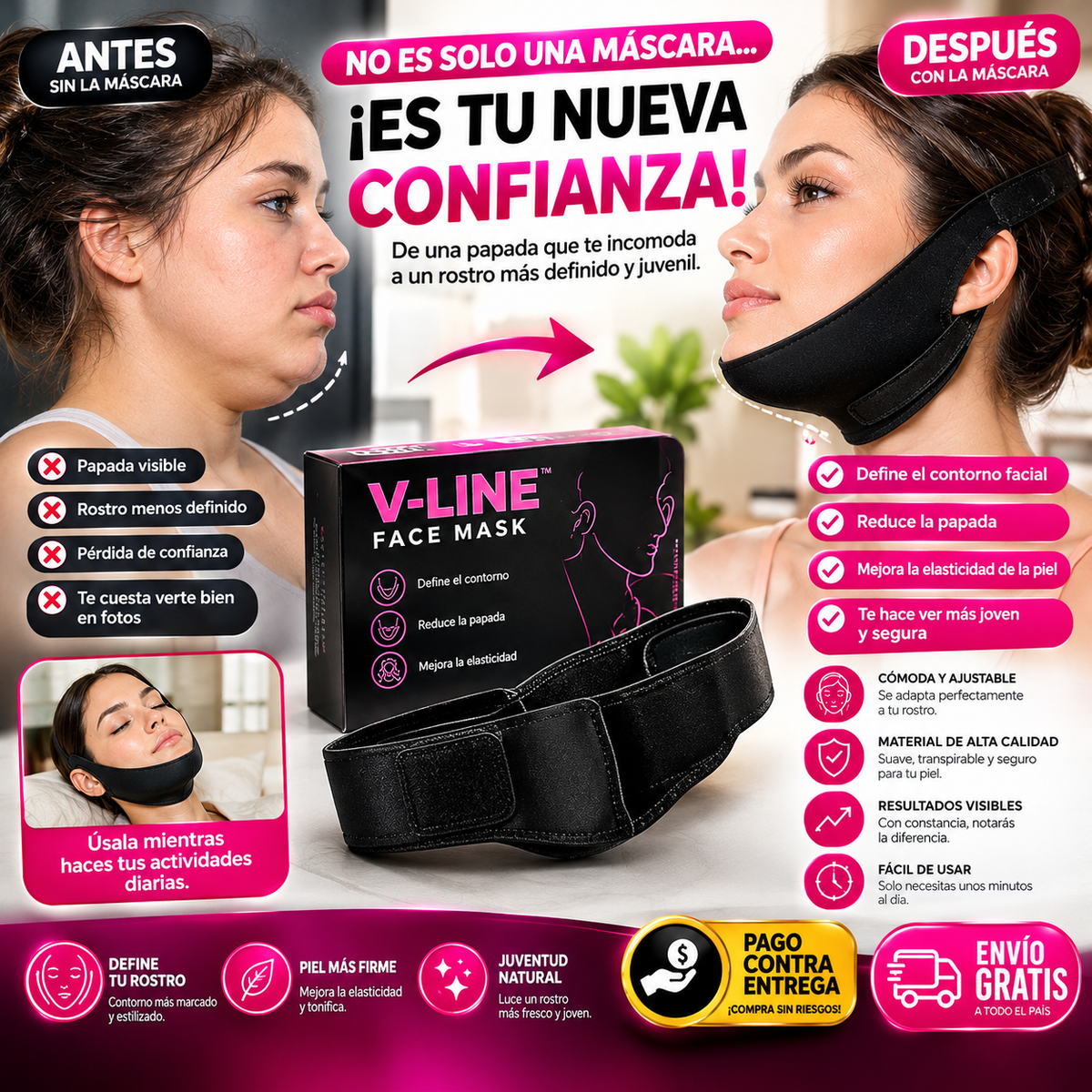 Máscara V-Line para papada — Ayuda a Definir y Afinar el Contorno Facial