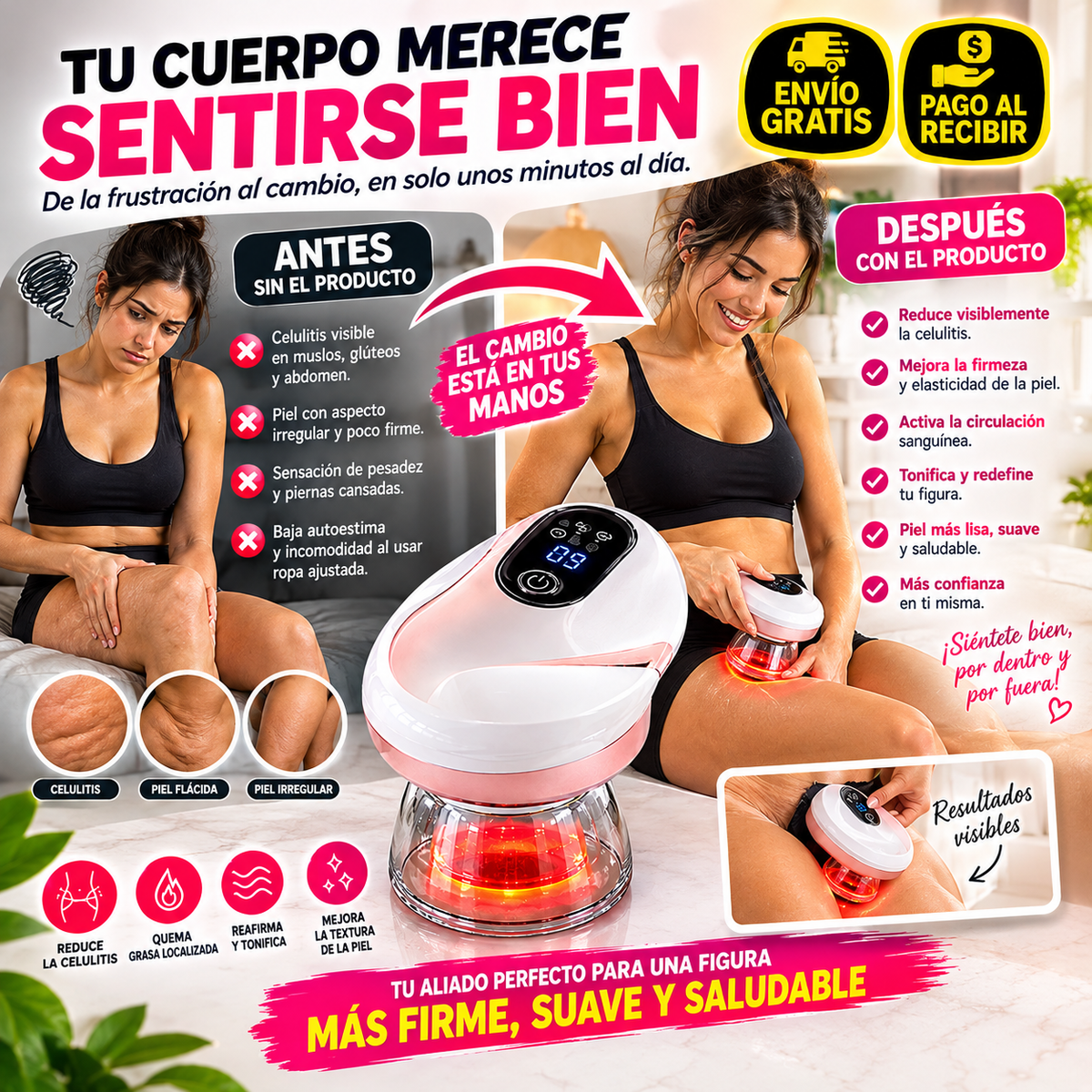Masajeador Corporal con Succión y Calor – Ritual de Cuidado Anticelulítico