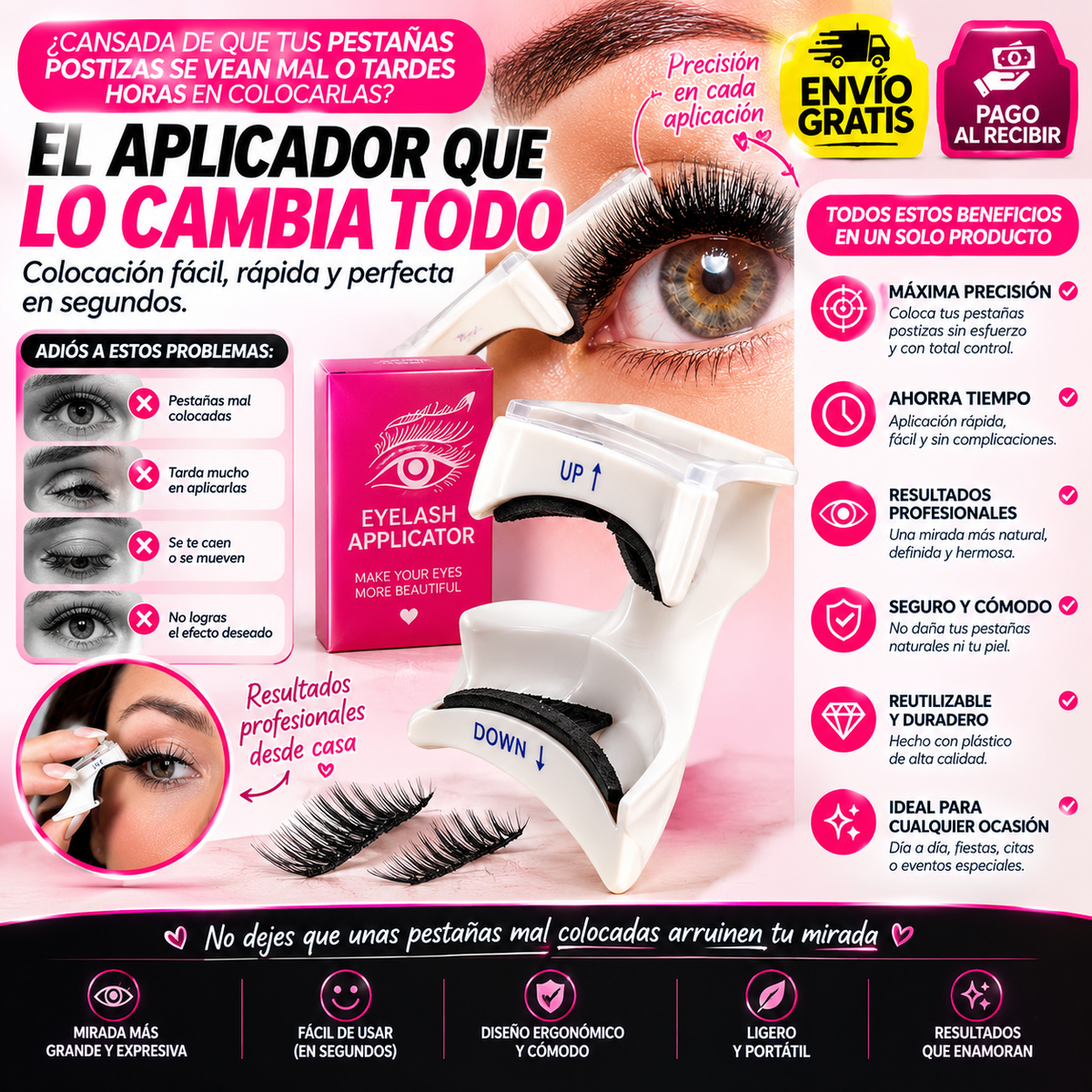 Aplicador de Pestañas Postizas de Plástico – Precisión y Colocación Perfecta