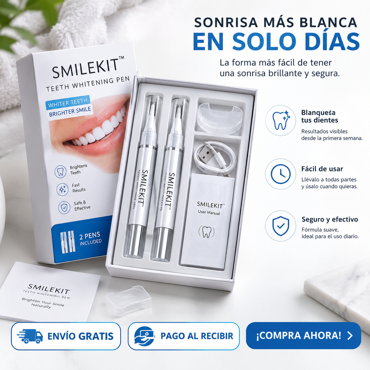 SMILEKIT ™ – Caneta portátil para clareamento dental | Pacote com 2 unidades