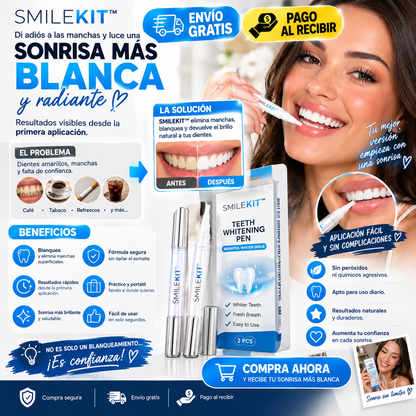 SMILEKIT ™ – Caneta portátil para clareamento dental | Pacote com 2 unidades