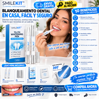 SMILEKIT ™ – Caneta portátil para clareamento dental | Pacote com 2 unidades