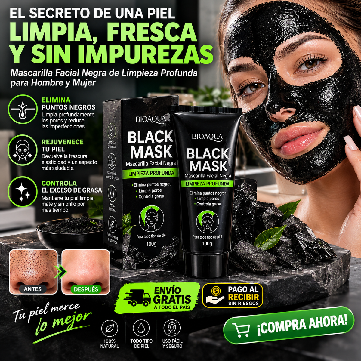 Mascarilla Facial Negra Limpieza Profunda