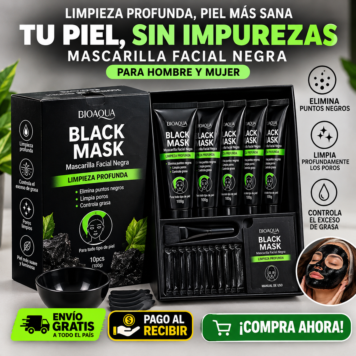 Mascarilla Facial Negra Limpieza Profunda
