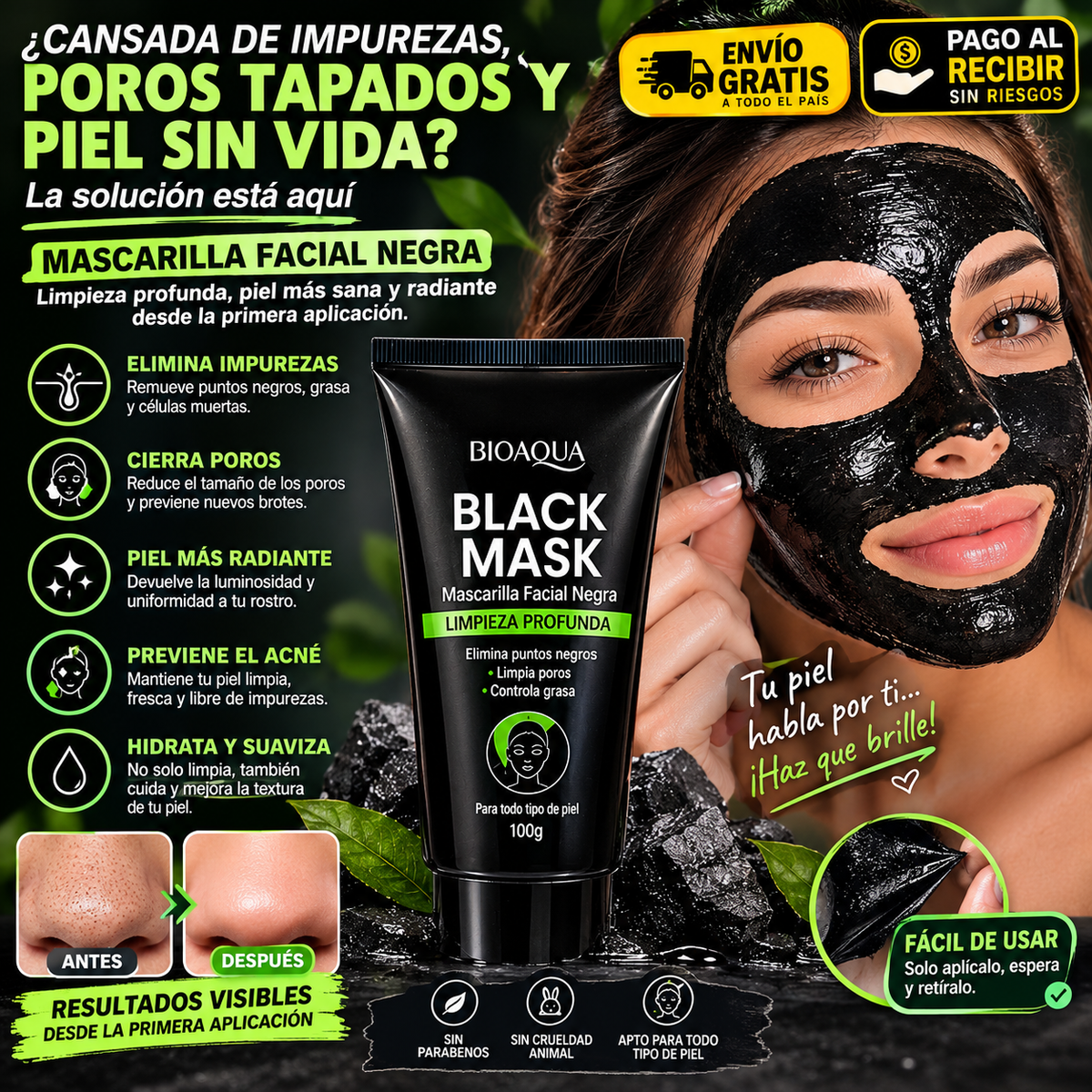 Mascarilla Facial Negra Limpieza Profunda