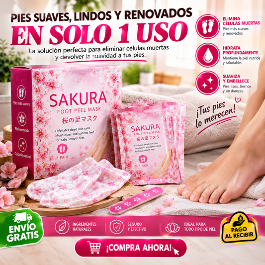 MÁSCARA EXFOLIANTE DE PIES SAKURA