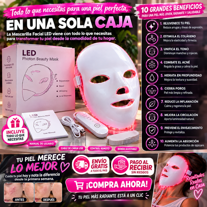 Mascarilla Facial LED – Dale a tu Piel el Cuidado que Merece